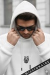 Erkek Siyah Alpha Wolf Kapüşonlu Oversize 3 iplik Şardonlu Salaş Bol Kesim Hoodie Sweatshirt