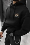 Erkek Siyah Arid Kapüşonlu Oversize 3 iplik Şardonlu Salaş Bol Kesim Hoodie Sweatshirt