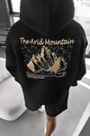 Erkek Siyah Arid Kapüşonlu Oversize 3 iplik Şardonlu Salaş Bol Kesim Hoodie Sweatshirt