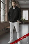 Erkek Siyah Balıkçı Yaka 3 Iplik Içi Polarlı Şardonlu Oversize Sweatshirt