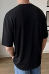 Erkek Siyah Basic Düz Baskısız Oversize Salas Boyfriend T-Shirt