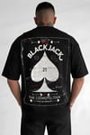 Erkek Siyah Black Jack Oversize Fit Bol Geniş Kalıp Salaş Kesim T-shirt