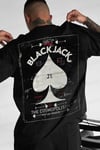 Erkek Siyah Black Jack Oversize Fit Bol Geniş Kalıp Salaş Kesim T-shirt