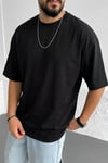 Erkek Siyah Black Jack Oversize Fit Bol Geniş Kalıp Salaş Kesim T-shirt