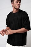 Erkek Siyah Black Jack Oversize Fit Bol Geniş Kalıp Salaş Kesim T-shirt