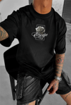 Erkek Siyah Black Rose Oversize Fit Bol Geniş Kalıp Salaş Kesim T-shirt