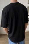 Erkek Siyah Black Rose Oversize Fit Bol Geniş Kalıp Salaş Kesim T-shirt