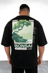 Erkek Siyah Bonsai Oversize Fit Bol Geniş Kalıp Salaş Kesim T-shirt