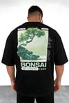 Erkek Siyah Bonsai Oversize Fit Bol Geniş Kalıp Salaş Kesim T-shirt
