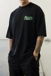 Erkek Siyah Bonsai Oversize Fit Bol Geniş Kalıp Salaş Kesim T-shirt