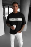 Erkek Siyah City Of Angels Oversize Fit Bol Geniş Kalıp Salaş Kesim T-shirt