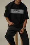 Erkek Siyah City Of Angels Oversize Fit Bol Geniş Kalıp Salaş Kesim T-shirt