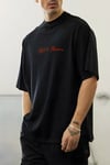 Erkek Siyah Devil And Angel Oversize Fit Bol Geniş Kalıp Salaş Kesim T-shirt