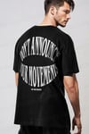 Erkek Siyah Dont Announce Kabaran Baskı Bisiklet Yaka Oversize Salas T-Shirt