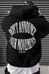 Erkek Siyah Dont Announce Kapüşonlu Oversize 3 iplik Şardonlu Salaş Bol Kesim Hoodie Sweatshirt