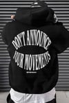 Erkek Siyah Dont Announce Kapüşonlu Oversize 3 iplik Şardonlu Salaş Bol Kesim Hoodie Sweatshirt