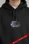 Erkek Siyah Earth Kapüşonlu Oversize 3 iplik Şardonlu Salaş Bol Kesim Hoodie Sweatshirt