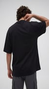 Erkek Siyah Geyik Baskılı Oversize Fit Bol Geniş Kalıp Salaş Kesim T-shirt