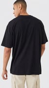 Erkek Siyah Geyik Baskılı Oversize Fit Bol Geniş Kalıp Salaş Kesim T-shirt