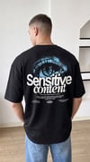 Erkek Siyah Göz Baskılı Sensitive Oversize Fit Bol Geniş Kalıp Salaş Kesim T-shirt