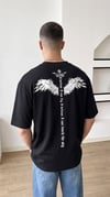 Erkek Siyah I Can Fly Oversize Fit Bol Geniş Kalıp Salaş Kesim T-shirt