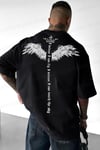 Erkek Siyah I Can Fly Oversize Fit Bol Geniş Kalıp Salaş Kesim T-shirt