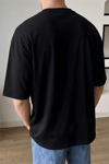 Erkek Siyah Kupa As Kuru Kafa Oversize Fit Bol Geniş Kalıp Salaş Kesim T-shirt