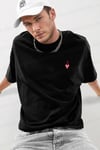 Erkek Siyah Kupa As Kuru Kafa Oversize Fit Bol Geniş Kalıp Salaş Kesim T-shirt