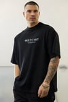 Erkek Siyah Rave All Night Oversize Fit Bol Geniş Kalıp Salaş Kesim T-shirt