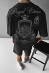 Erkek Siyah Royal Essence Oversize Fit Bol Geniş Kalıp Salaş Kesim T-shirt