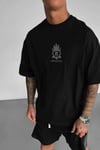 Erkek Siyah Royal Essence Oversize Fit Bol Geniş Kalıp Salaş Kesim T-shirt