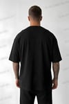 Erkek Siyah Siluet Sensitive Content Oversize Fit Bol Geniş Kalıp Salaş Kesim T-shirt