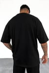 Erkek Siyah Survive Oversize Fit Bol Geniş Kalıp Salaş Kesim T-shirt