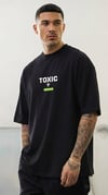 Erkek Siyah Toxic Oversize Fit Bol Geniş Kalıp Salaş Kesim T-shirt