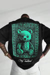 Erkek Siyah Traditional Ayıcık Teddy Bear Oversize Fit Bol Geniş Kalıp Salaş Kesim T-Shirt