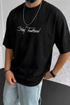 Erkek Siyah Traditional Ayıcık Teddy Bear Oversize Fit Bol Geniş Kalıp Salaş Kesim T-Shirt