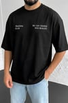 Erkek Siyah Training Club Oversize Fit Bol Geniş Kalıp Salaş Kesim T-shirt