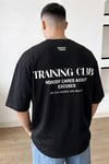 Erkek Siyah Training Club Oversize Fit Bol Geniş Kalıp Salaş Kesim T-shirt