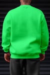 Erkek Soft Yumuşacık Kalın 3 İplik İçi Şardonlu Kumaş Neon Parlak Floresan Yeşil Bisiklet Yaka Düz Basic Sweatshirt