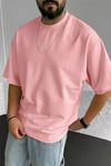 Erkek Somon Basic Düz Baskısız Oversize Salas T-Shirt