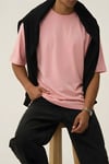 Erkek Somon Basic Düz Baskısız Oversize Salas T-Shirt