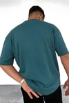 Erkek Spectacular Petrol Yeşili Bisiklet Yaka Oversize Salas T-Shirt