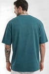 Erkek Spectacular Petrol Yeşili Bisiklet Yaka Oversize Salas T-Shirt