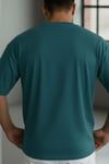 Erkek Spectacular Petrol Yeşili Bisiklet Yaka Oversize Salas T-Shirt