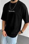 Erkek Spectacular Siyah Bisiklet Yaka Oversize Salas T-Shirt