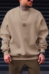 Erkek Taş Free Life Baskılı Kalın Soft 3 İplik içi Şardonlu 0 Sıfır Yaka Oversize Salaş Sweatshirt