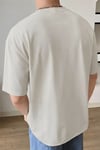 Erkek Taş Geyik Baskılı Oversize Fit Bol Geniş Kalıp Salaş Kesim T-shirt