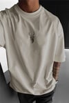 Erkek Taş Geyik Baskılı Oversize Fit Bol Geniş Kalıp Salaş Kesim T-shirt