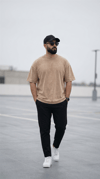 Erkek Taş Oversize Asit Yıkamalı Eskitme Efektli Boyalı T-Shirt
