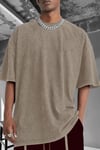 Erkek Taş Oversize Asit Yıkamalı Eskitme Efektli Boyalı T-Shirt